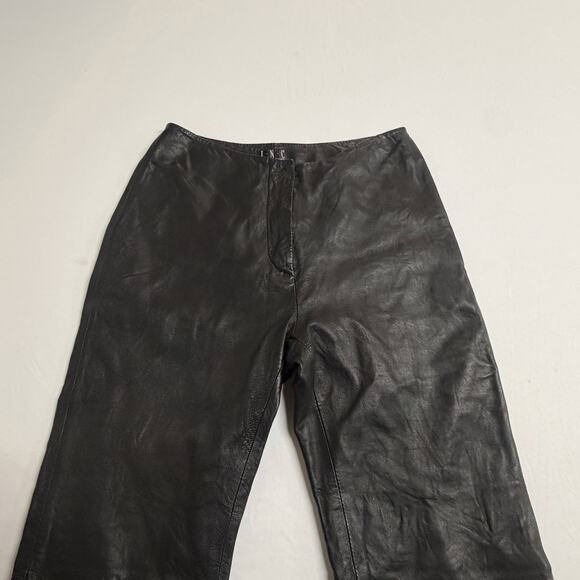 INC International Petite Size 4P Genuine Leather Boot Cut Pants Biker Flared Leg - Picture 3 of 11